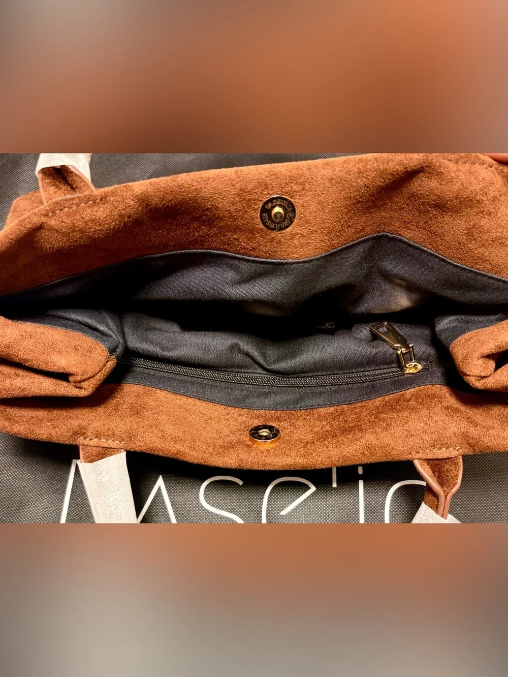 Vintage Suede Tote/Top-Handle Satchel in Brown
